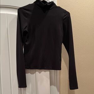 Blue Rain Black Long Sleeve Ribbed Top